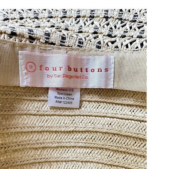 $45Four Buttons San Diego Hat Co Women’s Aduit One Size Natural Black for Summer - Picture 3 of 5